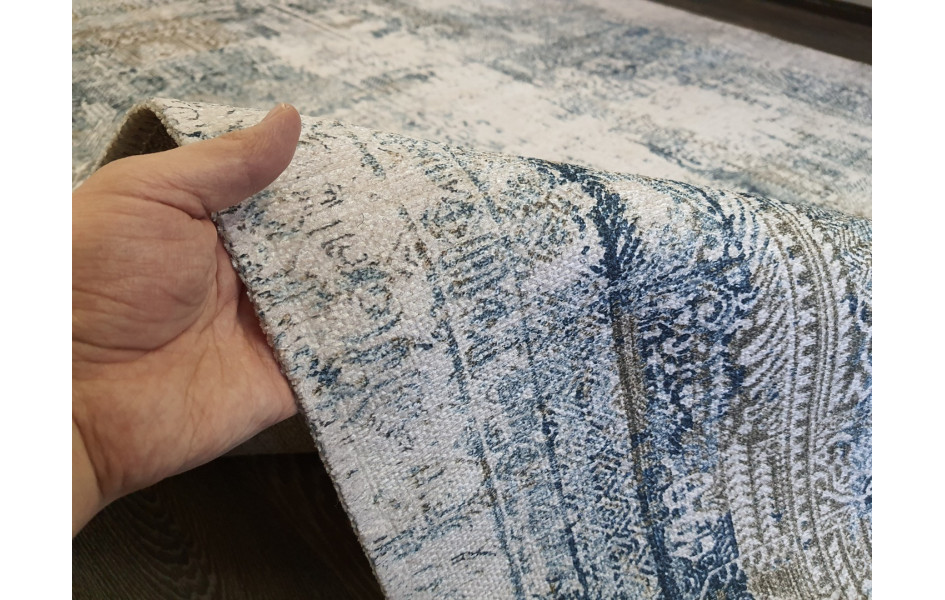 Безворсовый ковер лофт дизайн BANCO P1037 BEIGE-NAVY